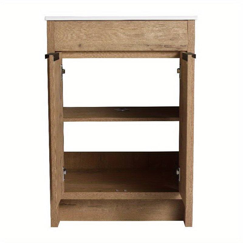 24-Inch Standalone Bathroom Cabinet with Two Soft-Close Doors (KD-PACKING), Vanity Only, No Countertop Included