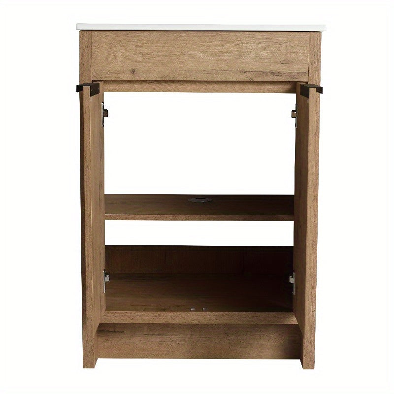 24-Inch Standalone Bathroom Cabinet with Two Soft-Close Doors (KD-PACKING), Vanity Only, No Countertop Included