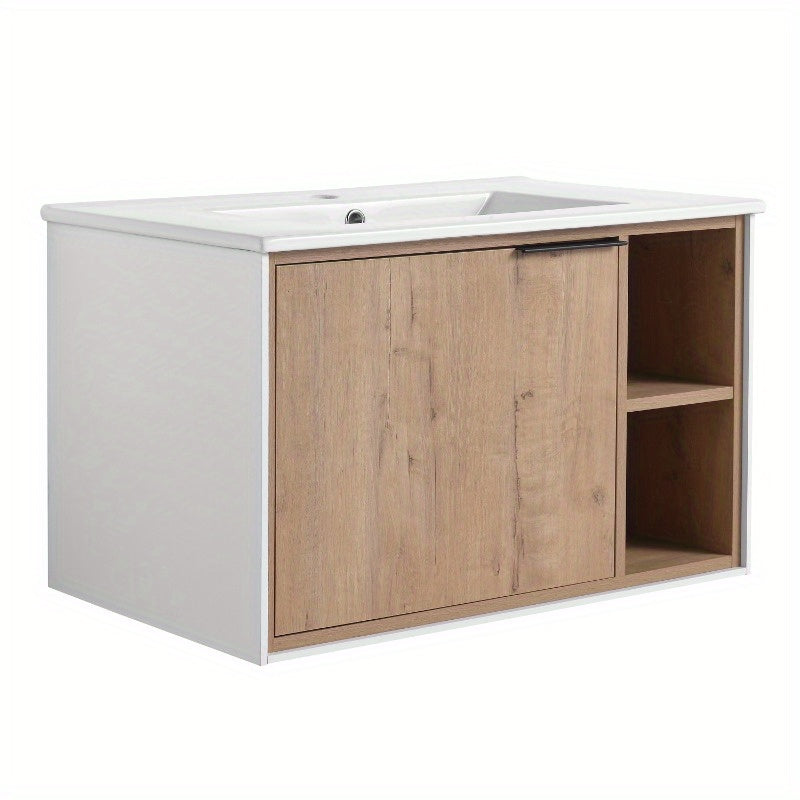 30-Inch Wall-Mounted Bathroom Vanity with a Soft-Close Cabinet Door (Vanity Only, Basin Not Included)