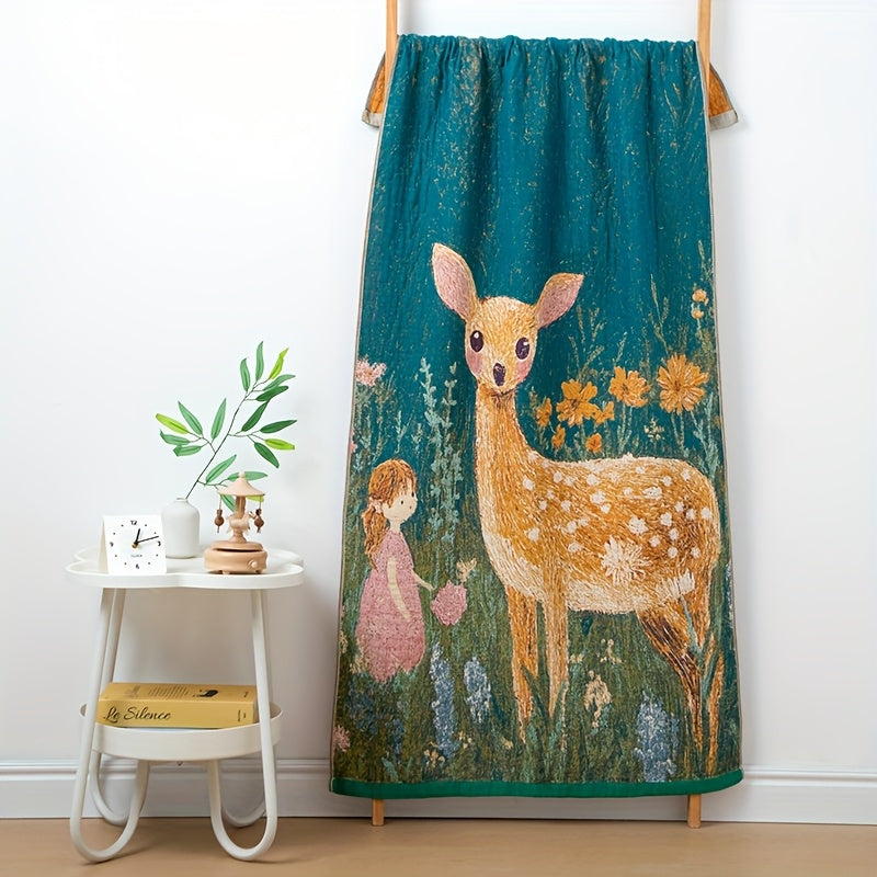 Luxury Bohemian Bath Towel Suitable for Skin Types - Yarn-Dyed Jacquard Floral with Multi-Layer Gauze, Skin-Friendly Breathable Spa Towels for, Machine Washable Suitable for Bathing and Showering