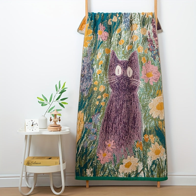 Luxury Bohemian Bath Towel Suitable for Skin Types - Yarn-Dyed Jacquard Floral with Multi-Layer Gauze, Skin-Friendly Breathable Spa Towels for, Machine Washable Suitable for Bathing and Showering